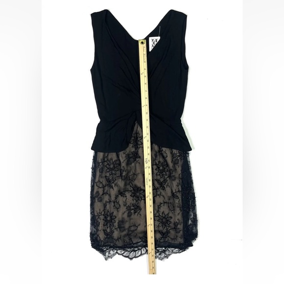 Kevan Hall Beaded Lace Dress Women’s 6 Black Floral Cocktail Form Fitting - Picture 8 of 9